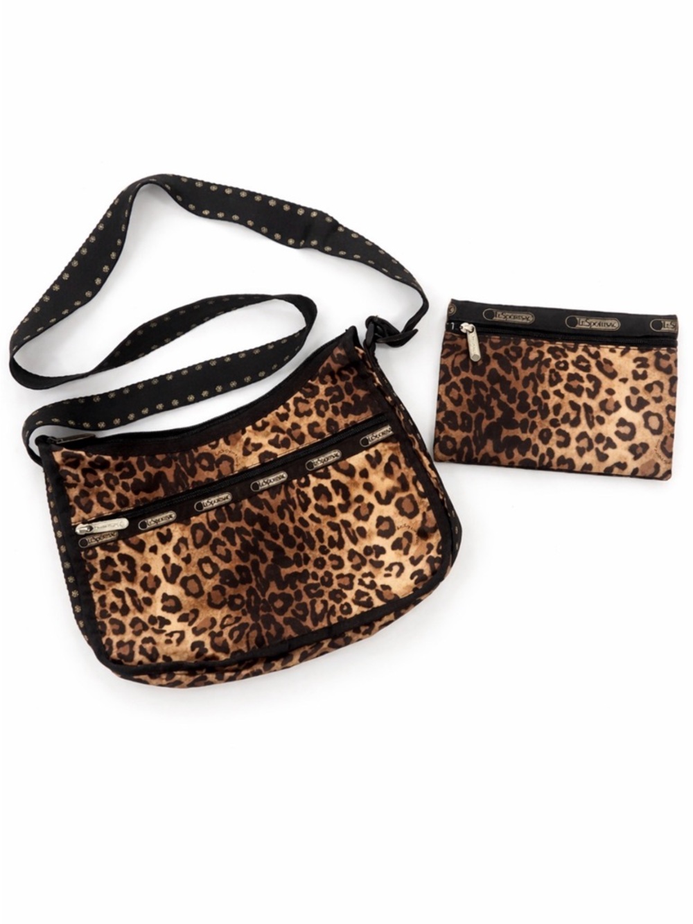 Set 2 pc Vintage LeSportsac Purse & Wallet Cheetah Leopard Bag Y2K Crossbody